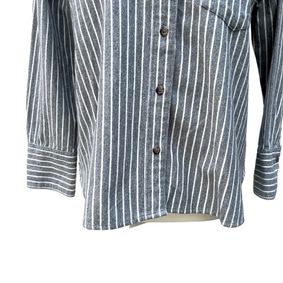 Madewell NWOT NWOT Grey and White Striped Westward Flannel Size X-Small - Picture 4 of 16
